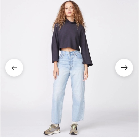 MONROW BRUSHED RIB MOCK NECK TOP - Picture 6 of 9